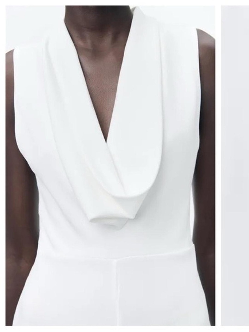 Zara White Sleeveless Cowl-Neck Wide-Leg Jumpsuit - Picture 6 of 14